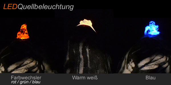 LED Quellbleleuchtung für Quellsteine, Edelstahlsäulen, Naturstein und Findlinge