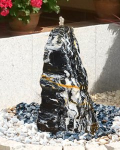 Quellsteinbrunnen Set Black Angel Marmor 80