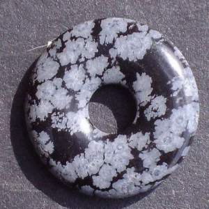 Schneeflockenobsidian Donut Anhänger 30 mm