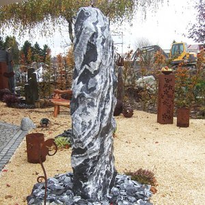 Quellstein Brunnen Set Tiger Black Marmor 150