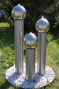 Edelstahl Gartenbrunnen Stuttgart 3er SET 130S15