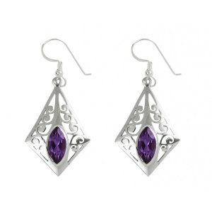 Amethyst Ohrringe1 gefasst in 925er Silber