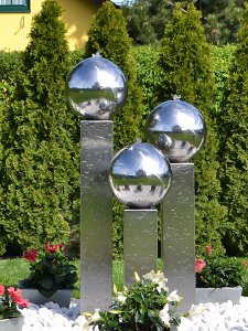 Edelstahl Gartenbrunnen Frankfurt 3er SET 160S40