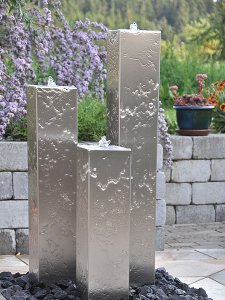 Edelstahl Gartenbrunnen Hamburg 3er SET 160S20