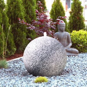 Gartenbrunnen Granitkugel 40 LED