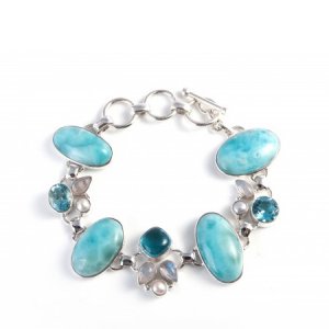 Larimar Armband in Silber gefasst