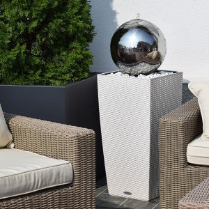 Terrassen Kugelbrunnen Visio Terra LED Weiss 110